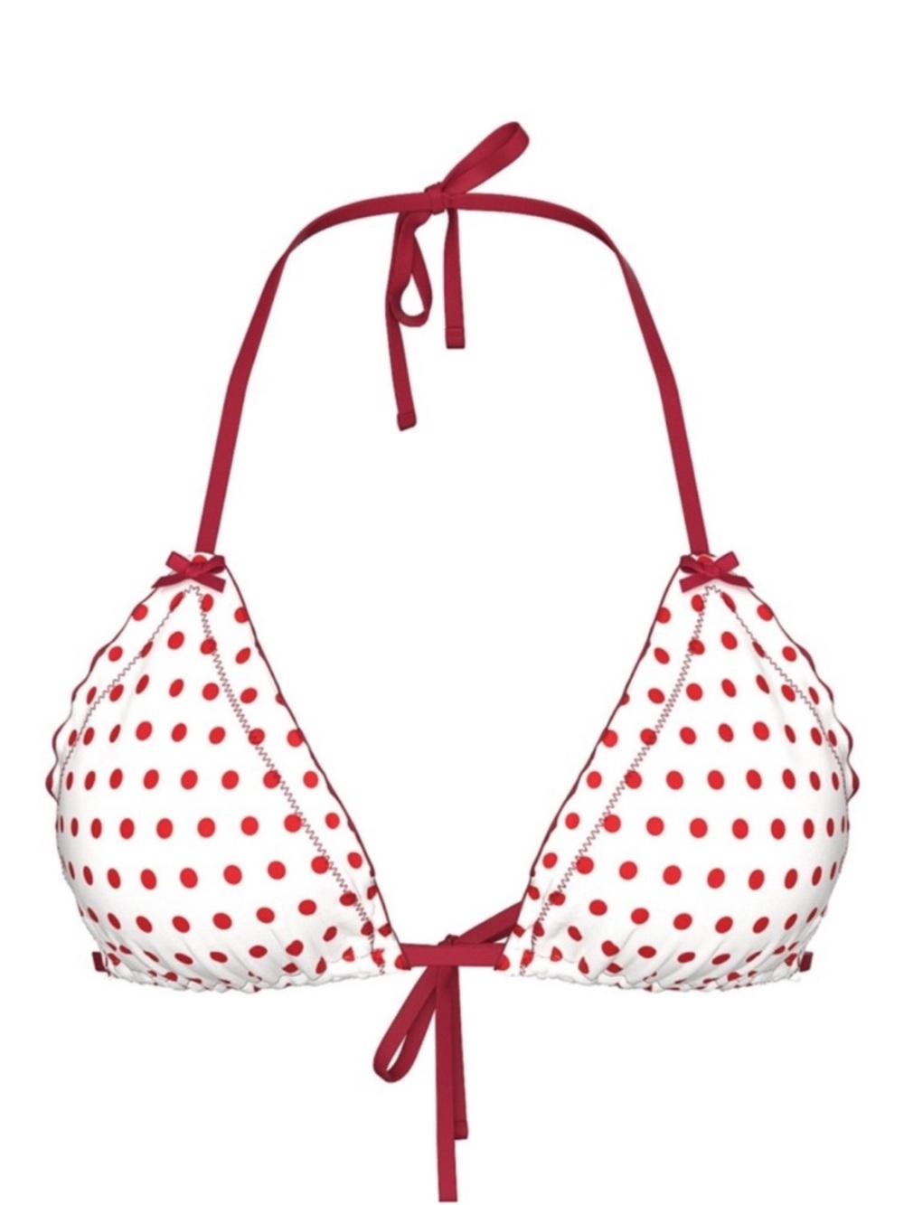 Frankie’s Bikinis Red Polka Dot Triangle Bikini Top